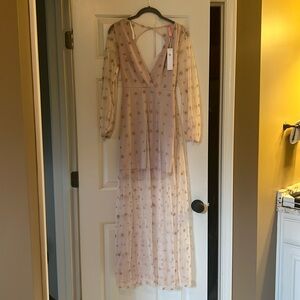 Blossom S maxi dress pink with gold stars NWT